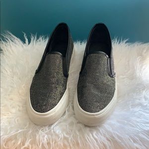 Black silver metallic sneakers